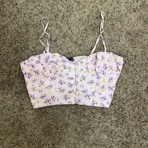 Zara Purple and Yellow Floral Crop Top NEVER WORN
